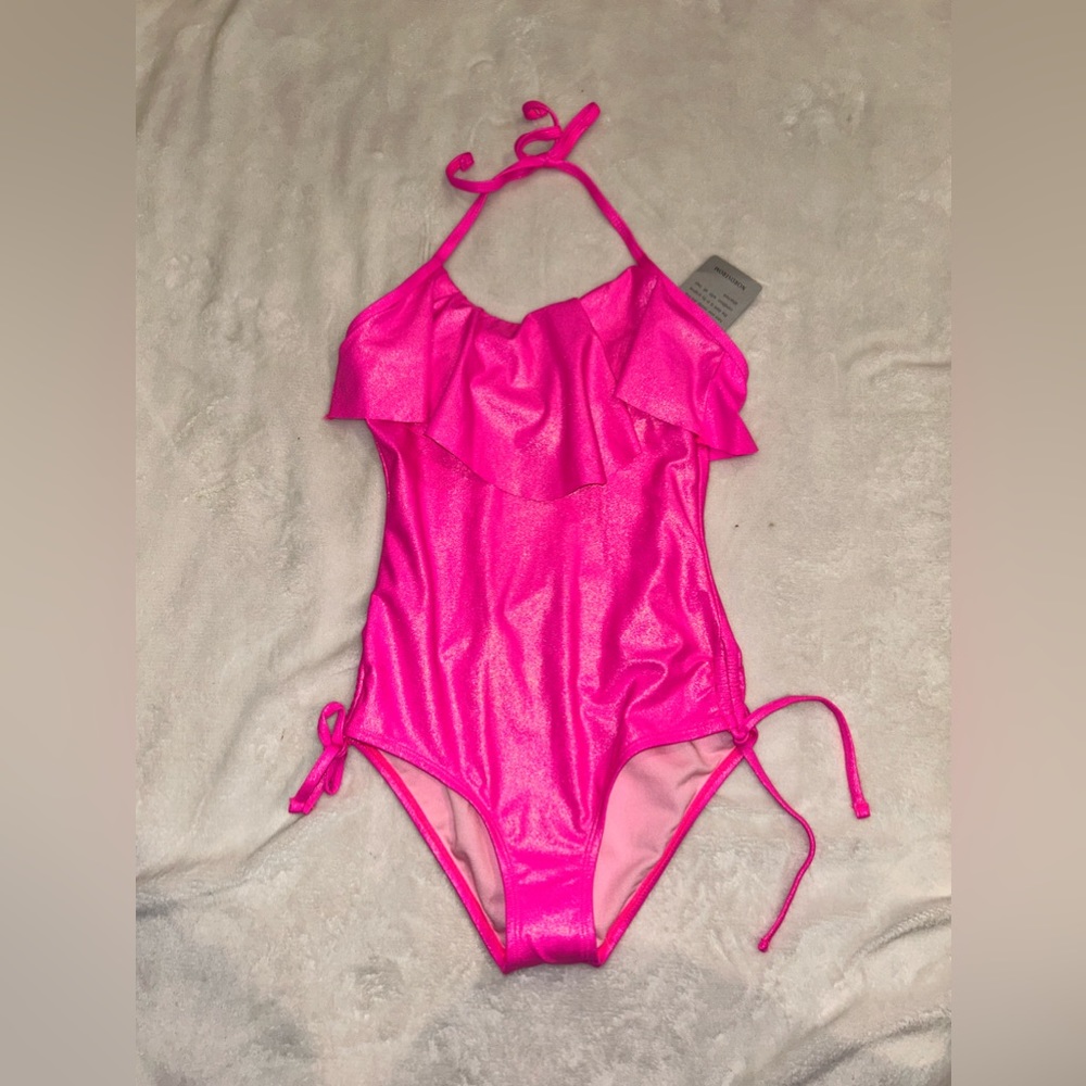 Beach Lingo Hot Pink Girls One Piece Bathing Suit